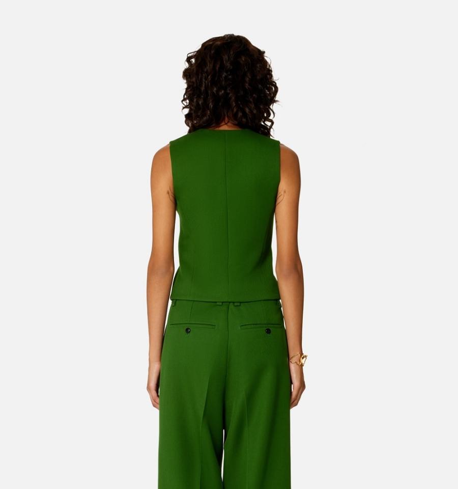 Ami Paris Fitted Sleeveless Women's Jackets Green | ami-NZ565