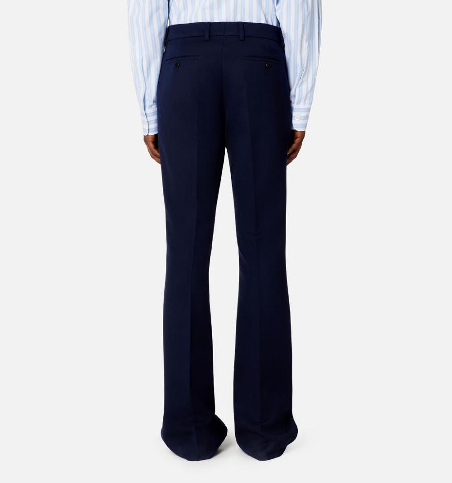 Ami Paris Flare Fit Men's Pants Navy | ami-NZ290