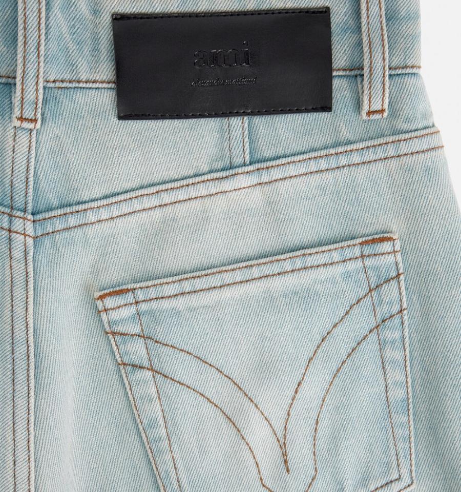 Ami Paris Flare Fit Women's Denim Blue | ami-NZ119