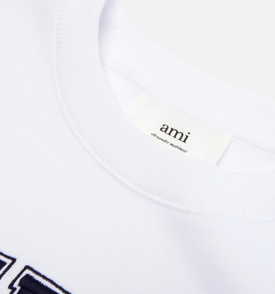 Ami Paris France Crewneck Men's Sweatshirts White | ami-NZ282