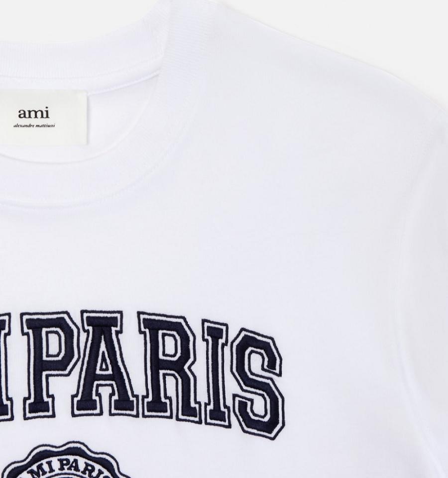 Ami Paris France Men's T Shirts White | ami-NZ351