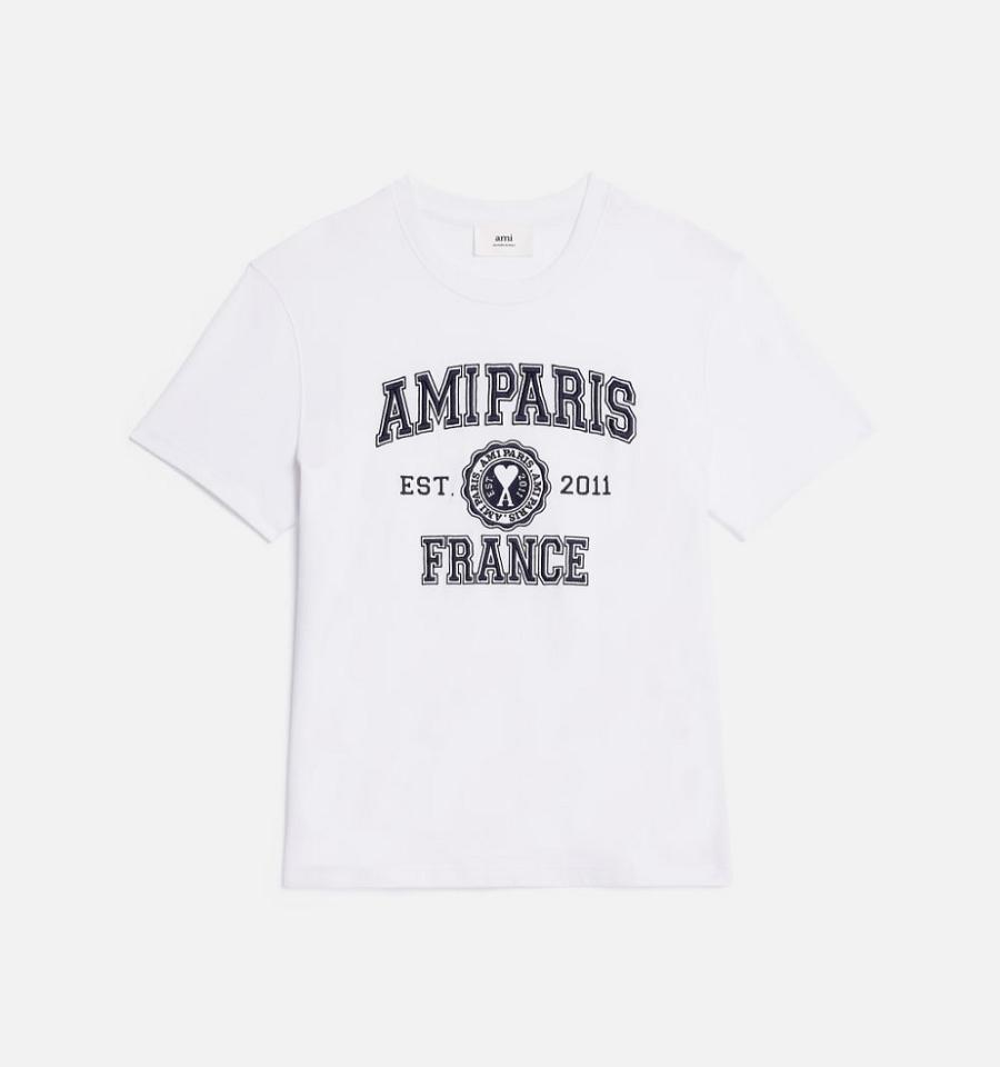 Ami Paris France Men\'s T Shirts White | ami-NZ351