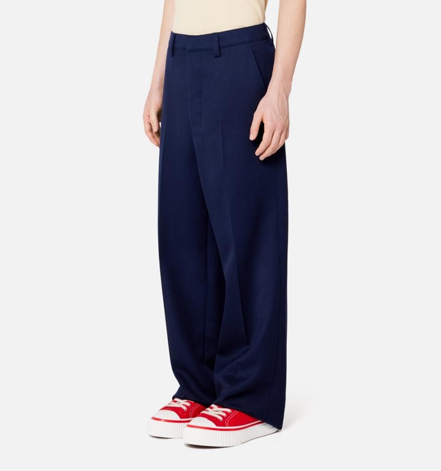 Ami Paris Large Fit Men's Pants Navy | ami-NZ260