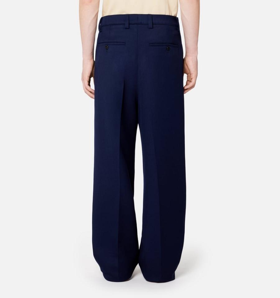 Ami Paris Large Fit Men's Pants Navy | ami-NZ260