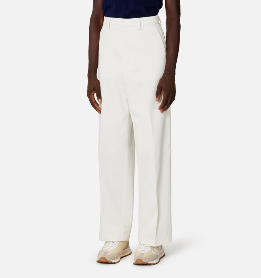 Ami Paris Large Fit Men's Pants White | ami-NZ222