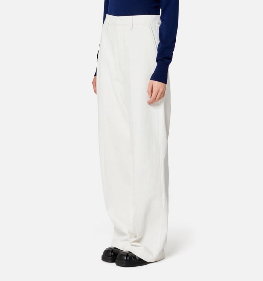 Ami Paris Large Fit Women's Pants White | ami-NZ214