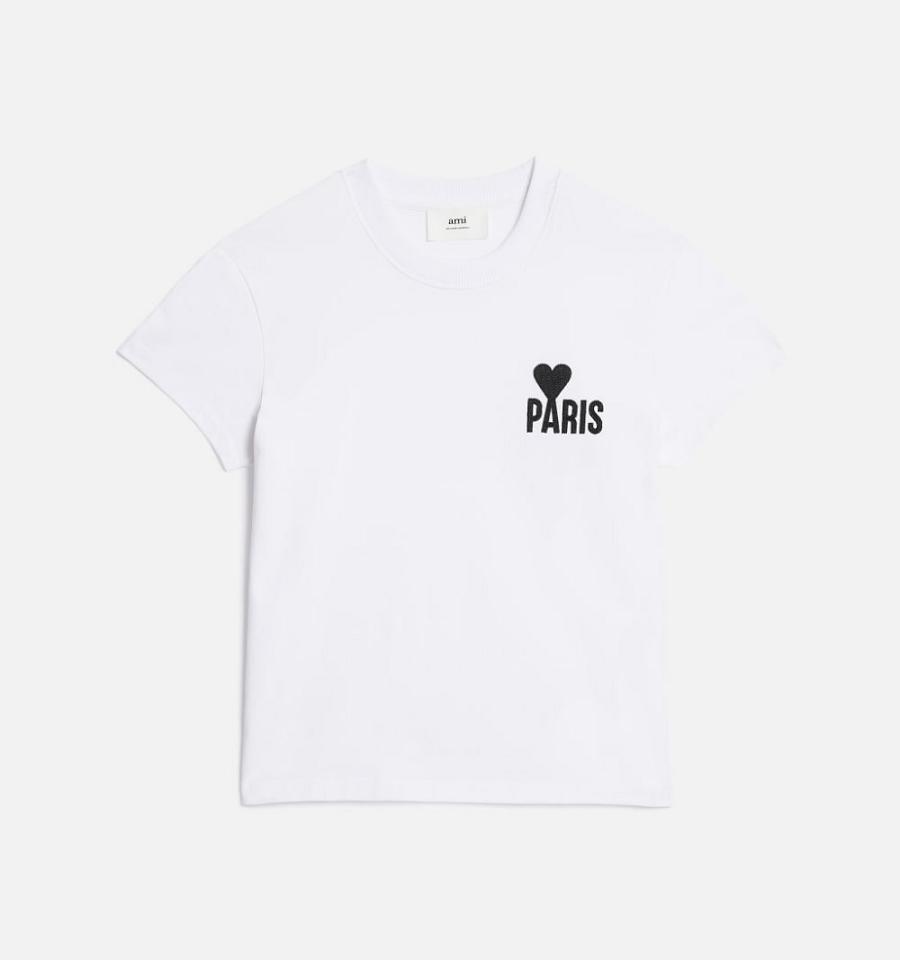 Ami Paris Paris Ami de Coeur Men\'s T Shirts White | ami-NZ483