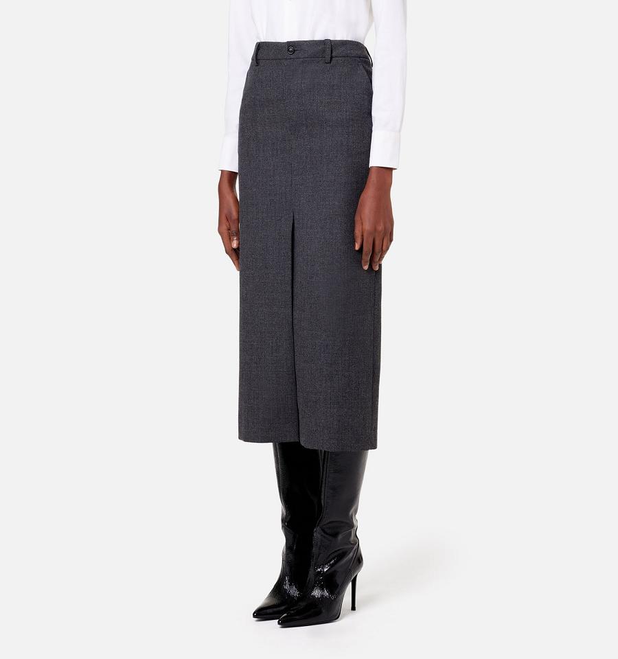 Ami Paris Pencil With Slits Women's Skirts Grey | ami-NZ467