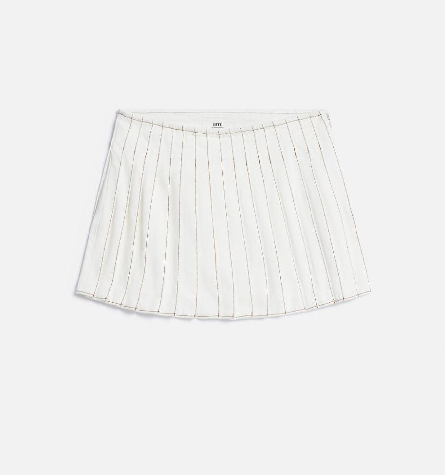 Ami Paris Pleated Women's Skirts White | ami-NZ497