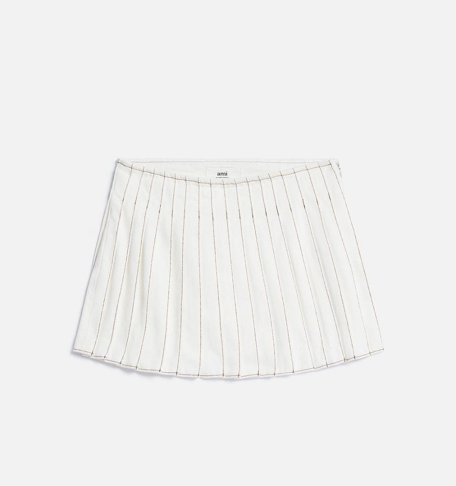 Ami Paris Pleated Women\'s Skirts White | ami-NZ497