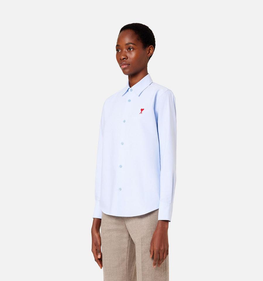 Ami Paris Red Ami De Coeur Women's Shirts Blue | ami-NZ387