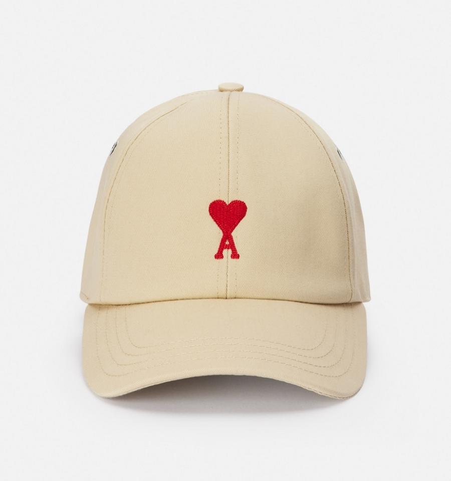 Ami Paris Red Ami de Coeur Embroidery Caps Beige | ami-NZ360