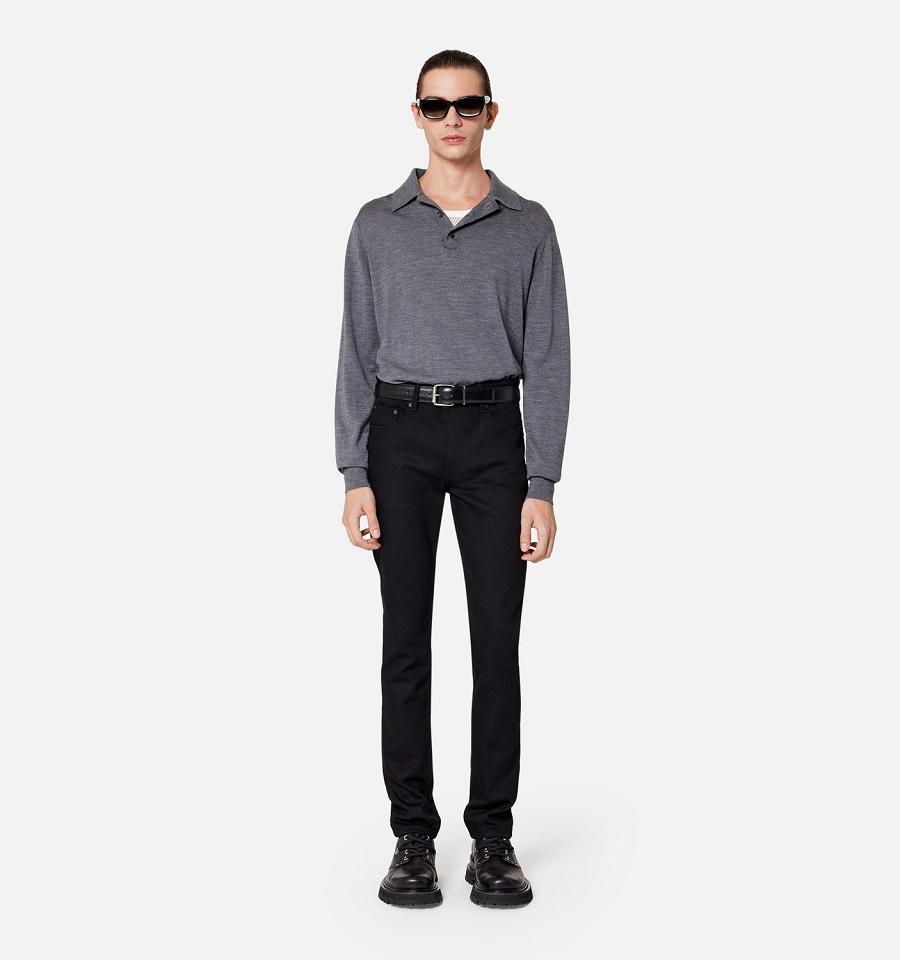 Ami Paris Slim Fit Men's Denim Black | ami-NZ127