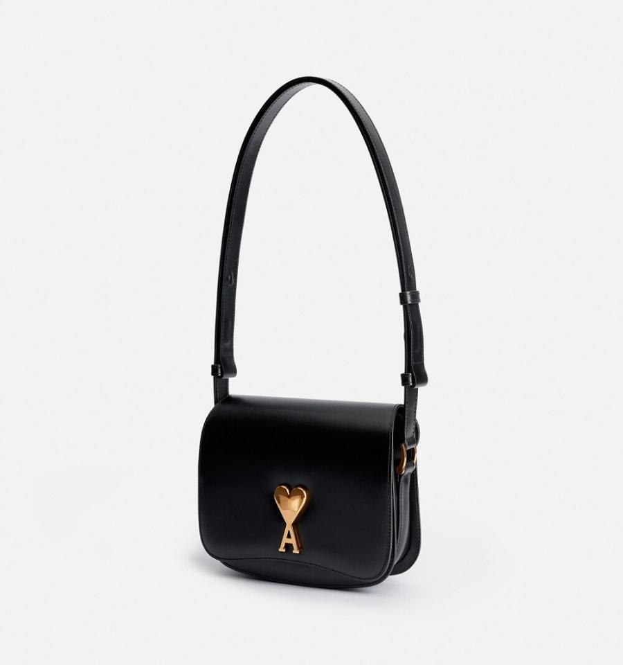 Ami Paris Small Paris Bags Black | ami-NZ185