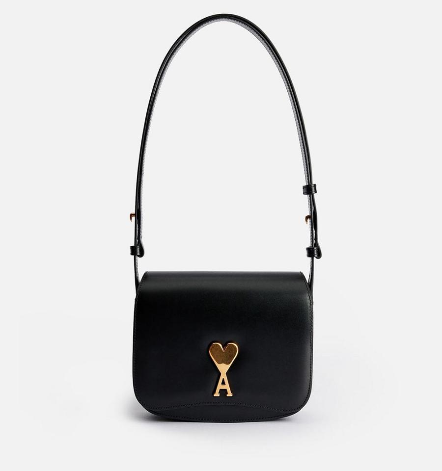 Ami Paris Small Paris Bags Black | ami-NZ185