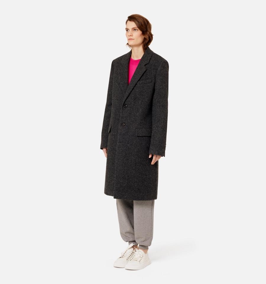 Ami Paris Three Buttons Women's Coats Dark Grey | ami-NZ259