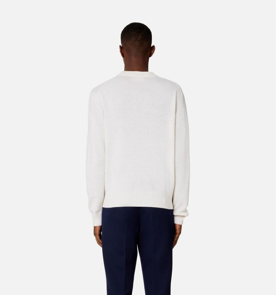 Ami Paris Tonal Ami de Coeur Crewneck Men's Sweaters White | ami-NZ580