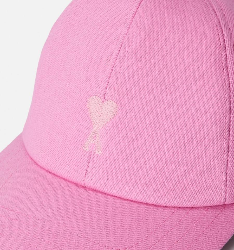 Ami Paris Tonal Ami de Coeur Embroidery Caps Pink | ami-NZ410