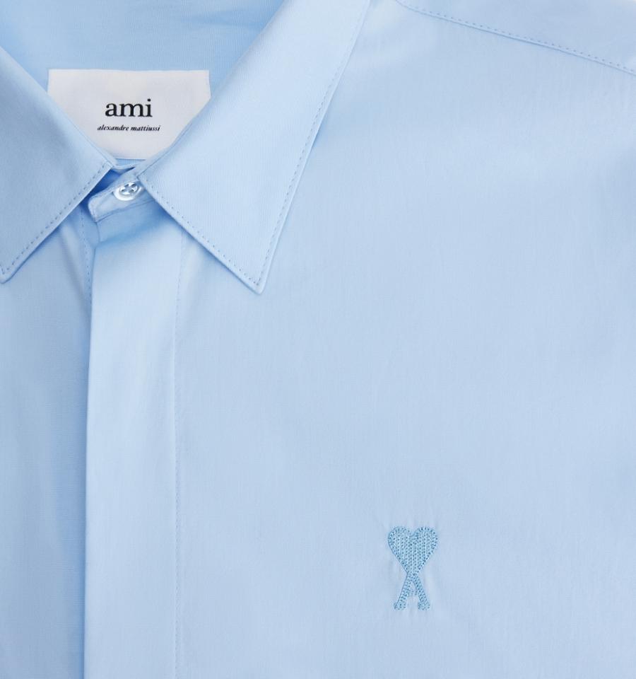 Ami Paris Tonal Ami de Coeur Men's Shirts Blue | ami-NZ153