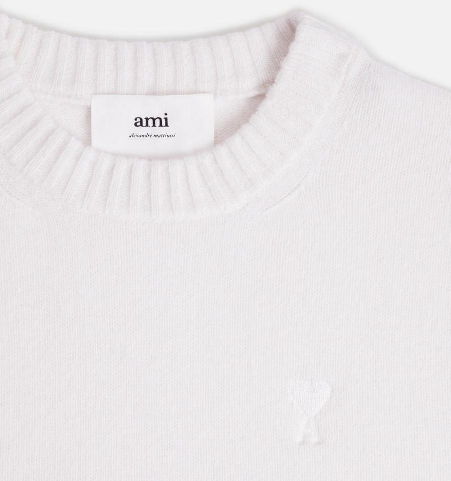 Ami Paris Tonal Ami de Coeur Women's Sweaters White | ami-NZ569