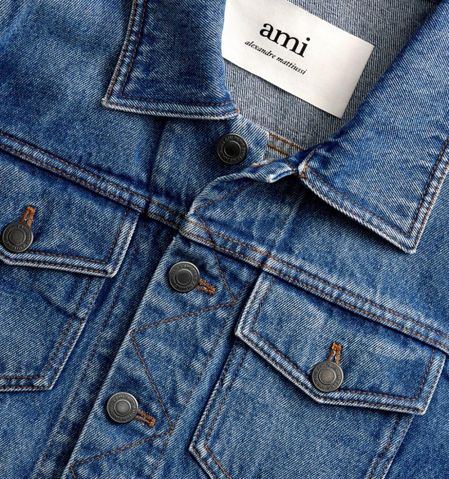 Ami Paris Trucker Men's Denim Blue | ami-NZ280