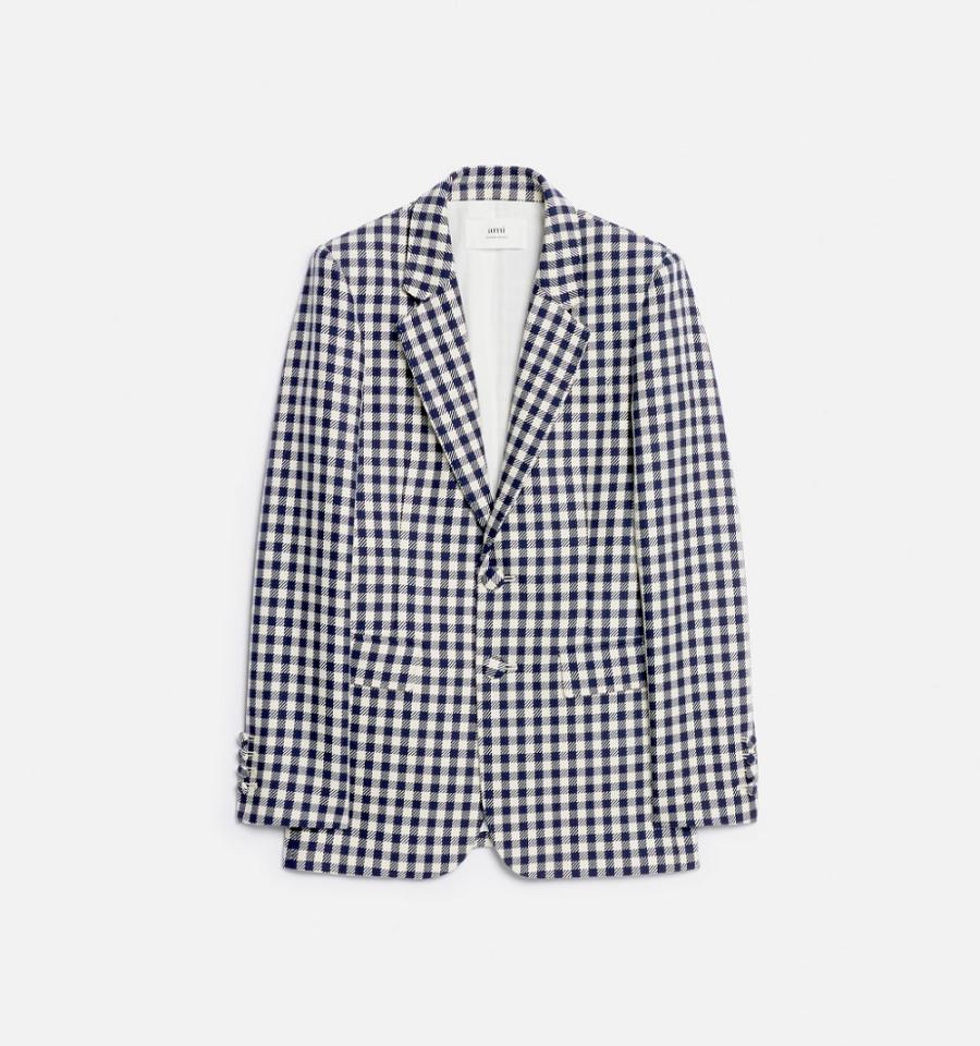 Ami Paris Two Buttons Women's Jackets Blue / White | ami-NZ313