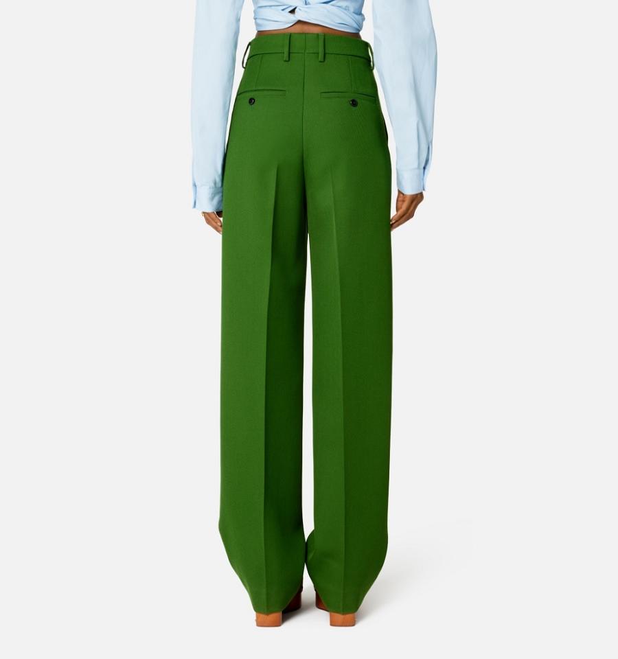 Ami Paris Wide Fit Women's Pants Green | ami-NZ308