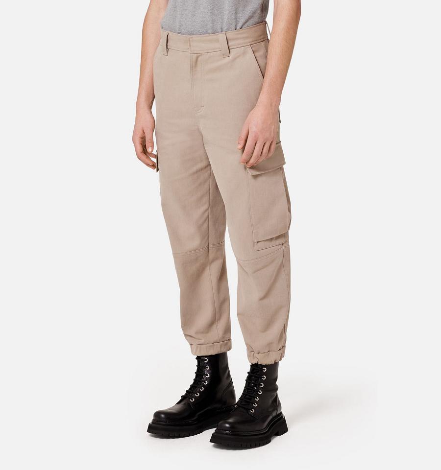 Ami Paris With Elasticated Ankles Men's Cargo Pants Khaki | ami-NZ272