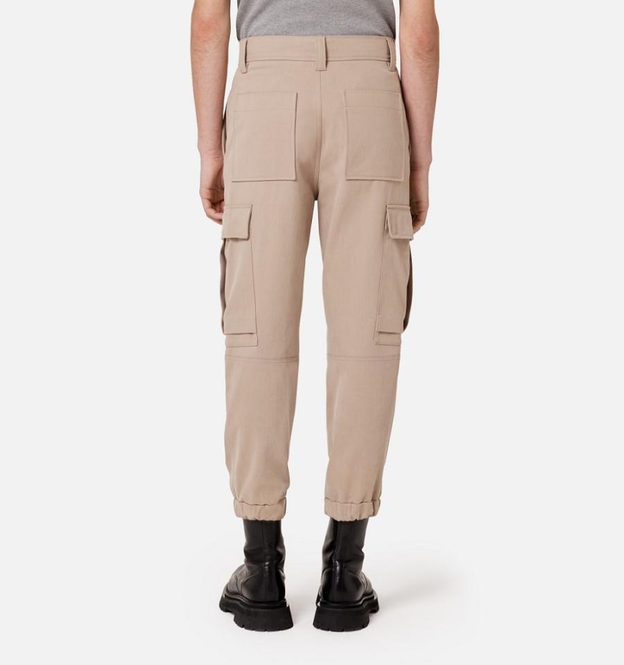 Ami Paris With Elasticated Ankles Men's Cargo Pants Khaki | ami-NZ272