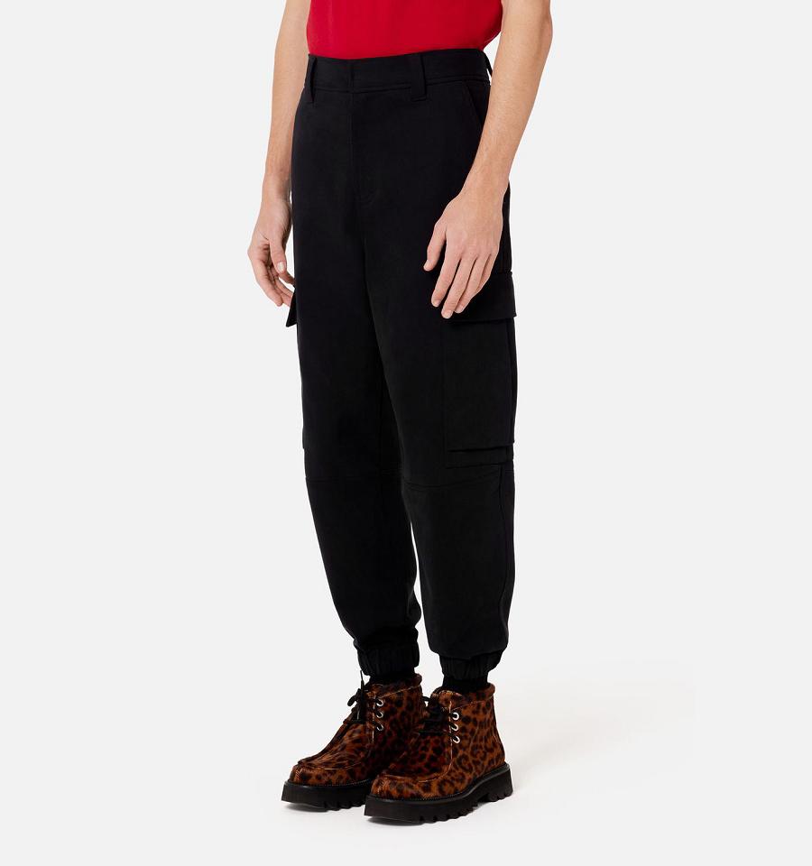 Ami Paris With Elasticated Ankles Men's Cargo Pants Black | ami-NZ314