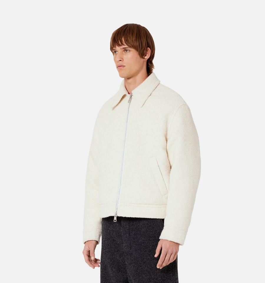 Ami Paris Zipped Men's Jackets White | ami-NZ311