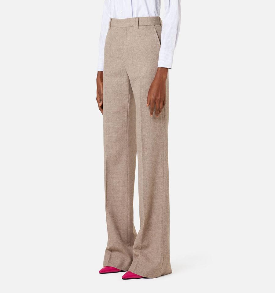 Ami Paris flared tailored Women's Pants Khaki | ami-NZ386